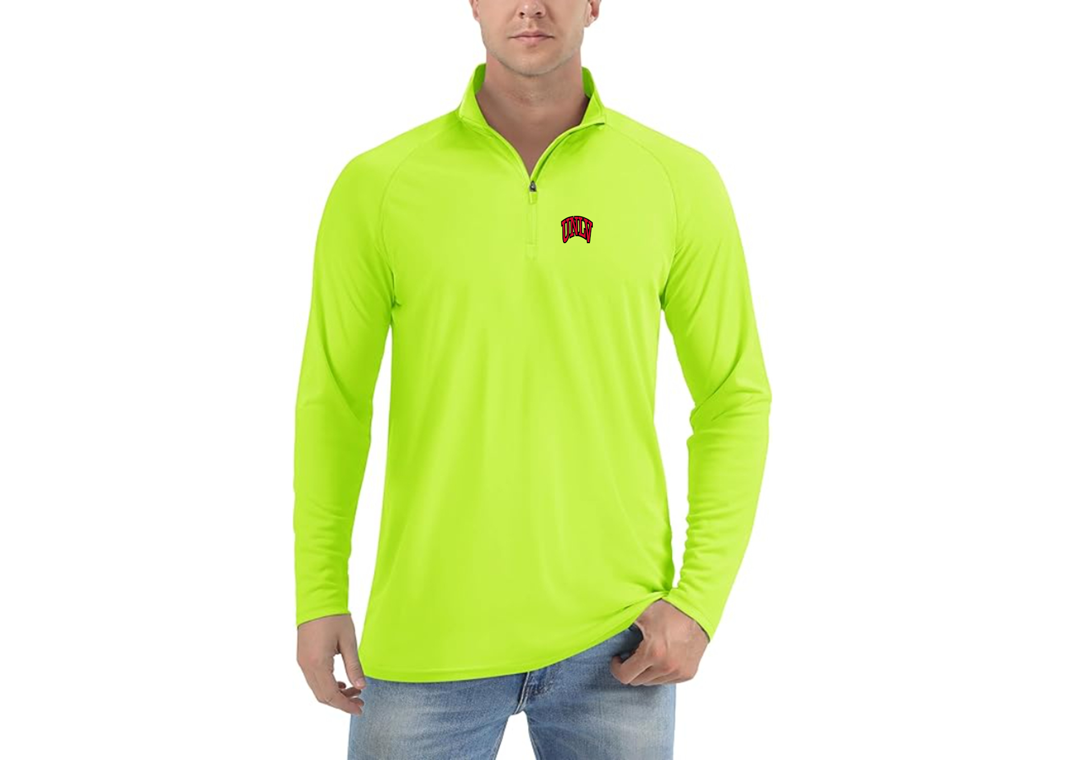 SweatRo Men's UNLV Rebels Lightweight Quarter-Zip Athletic Shirt Long Sleeve Performance Wear